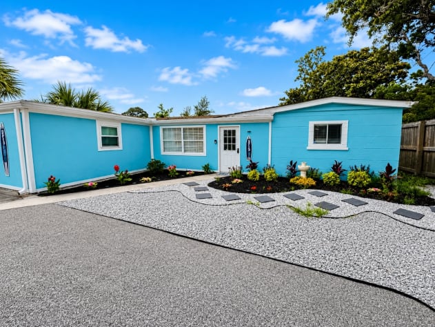 Front of the home with plenty of parking 