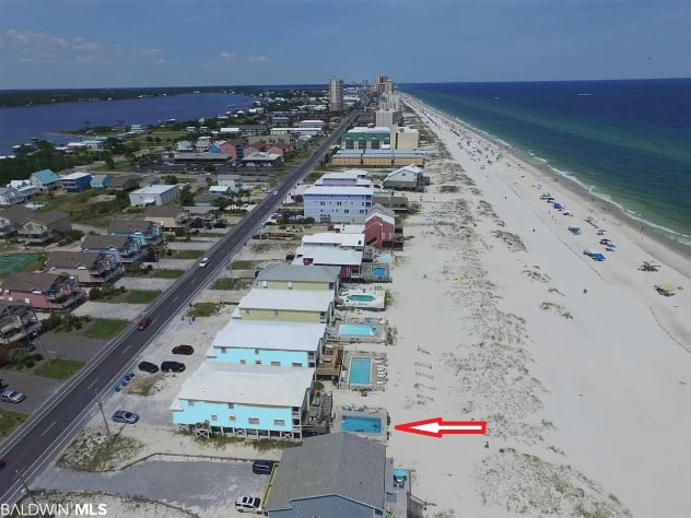 Aerial view of home looking toward Gulf Shores