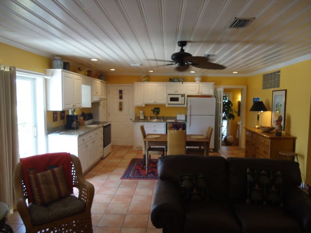 great room, note: old pine ceilings