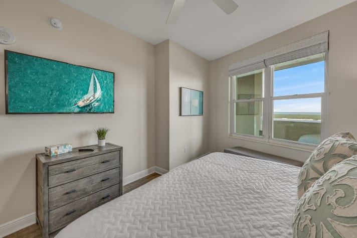 The second bedroom also has a King bed, 50" Smart TV, and private bath