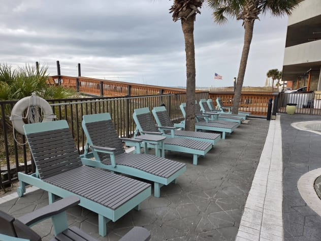 New pool loungers and chairs at both splash pad and indoor/outdoor pool