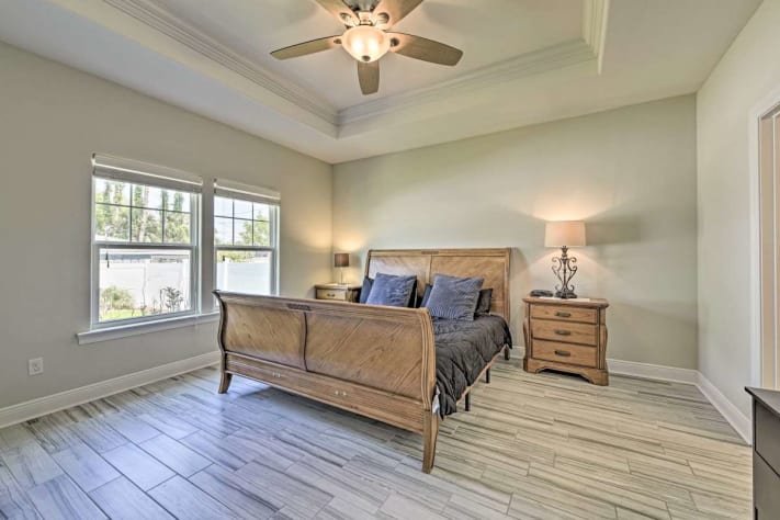 The Executive Suite has a king bed, smart TV, shower and bidet