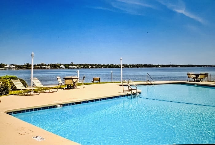 Gorgeous pool overlooking the lagoon 