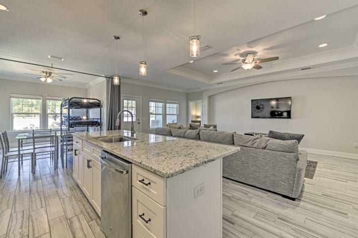 The Great Room has plenty of room for gathering and watching the game or movies