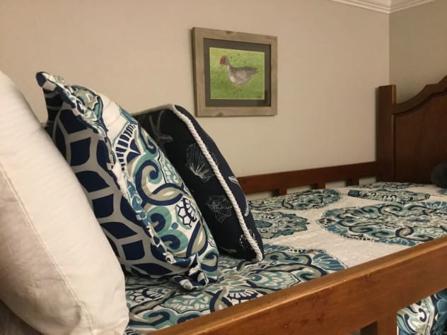 Top Bunk Bed - Plenty of Pillows