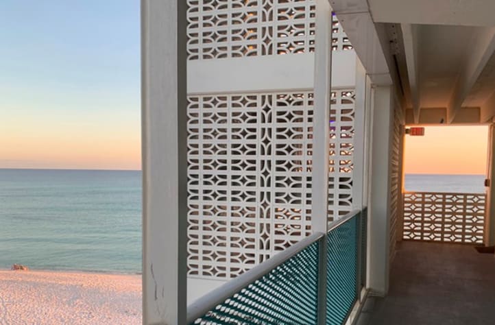 Steps down to lower Beach area Decking