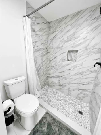 Toilet and new shower 