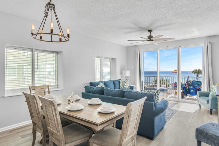 This condo is fully remodeled with all new furniture - Large living space with GULF VIEWS, tall ceilings, plenty of natural light