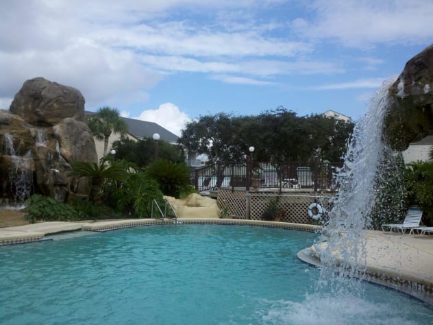 front pool with waterfall