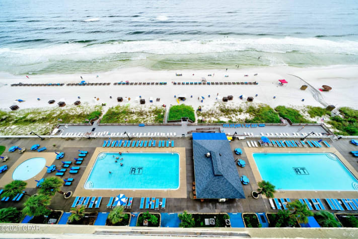 Two large saltwater pools. One is heated in the colder months!