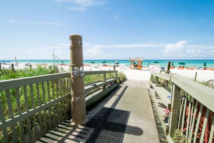 Short easy walk to the beach from the pool deck.  