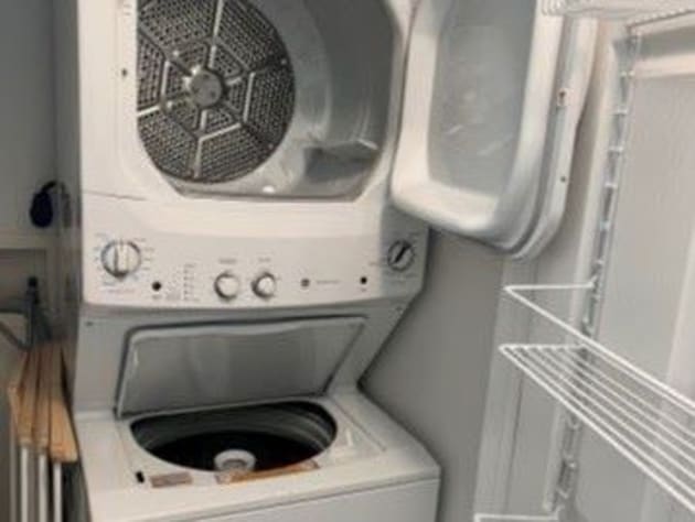 Washer/dryer available in guest bathroom laundry closet