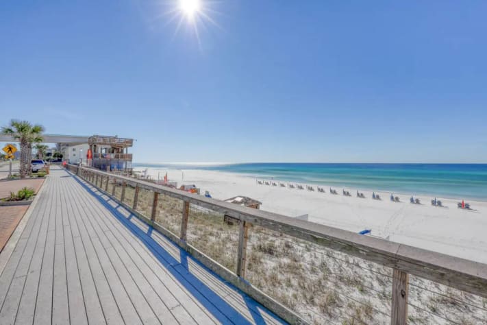 The spacious, protected boardwalks and sidewalks right in front of the condo are the perfect place for a Gulf front walk or a bike ride