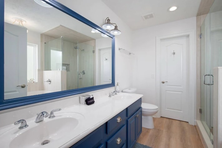 Double vanity with plenty of storage. 