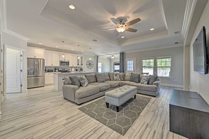 The Great Room has plenty of room for gathering and watching the game or movies
