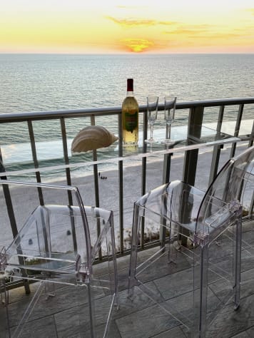 Enjoy every meal at the balcony tables with this beautiful view!