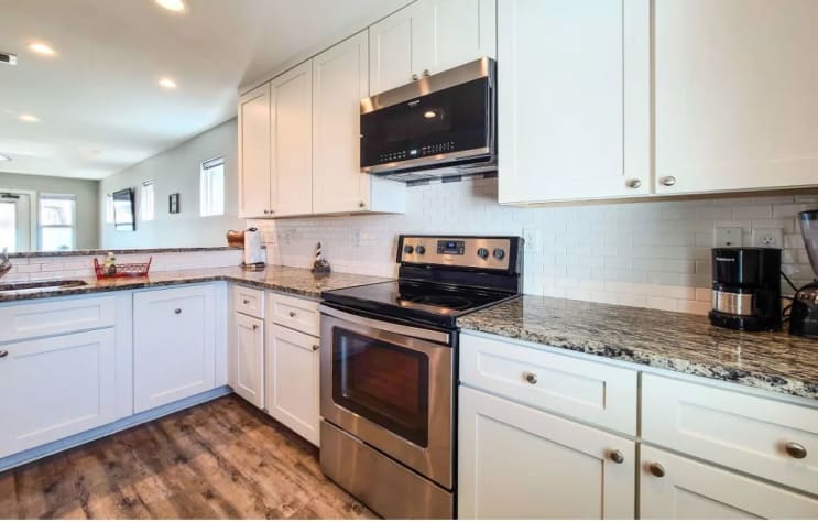 Kitchen basics are provided for eating at home. Save money by not eating out.