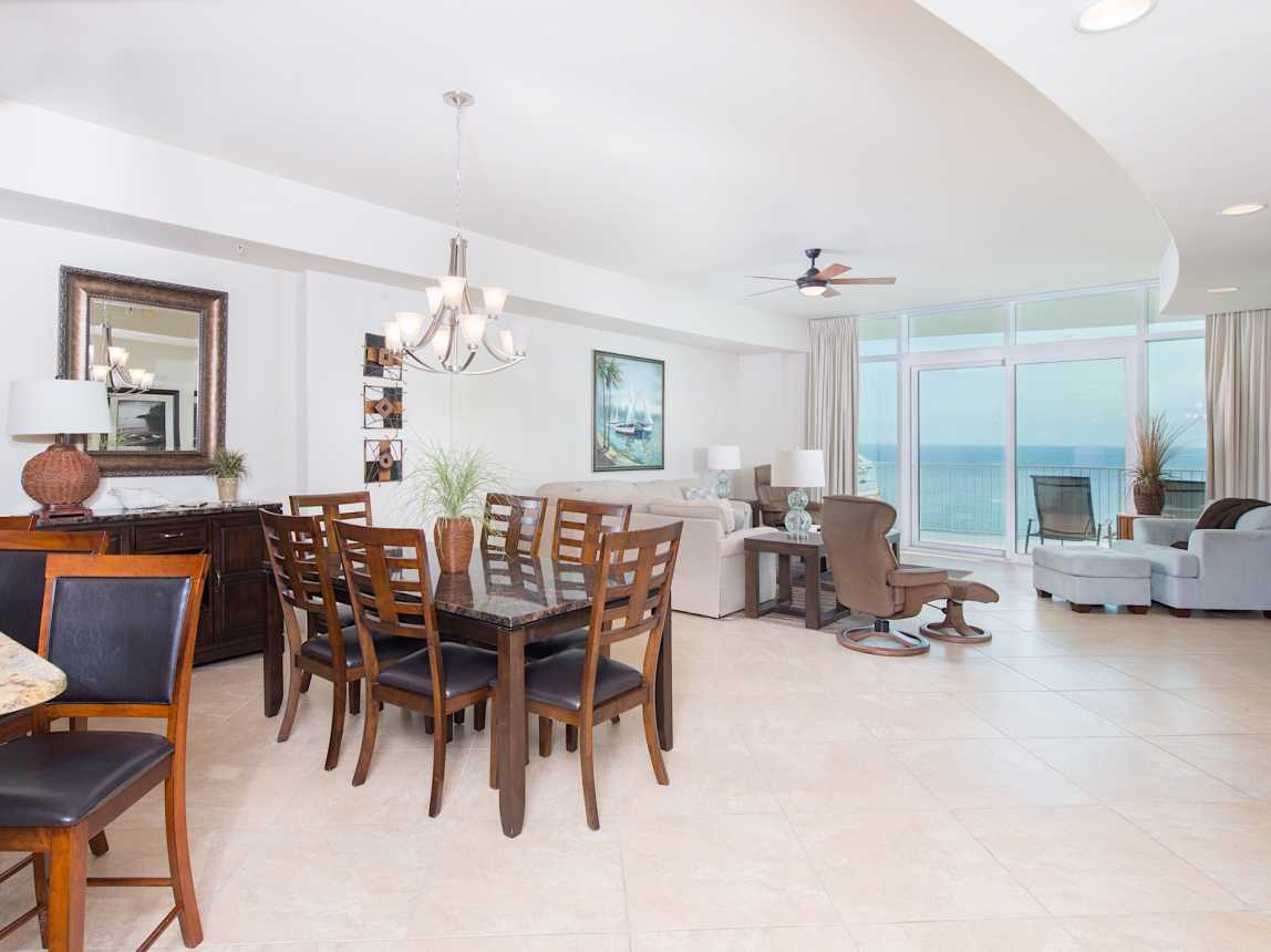 Open floor plan for kitchen, living, dining leaves no one out of the coverstaion