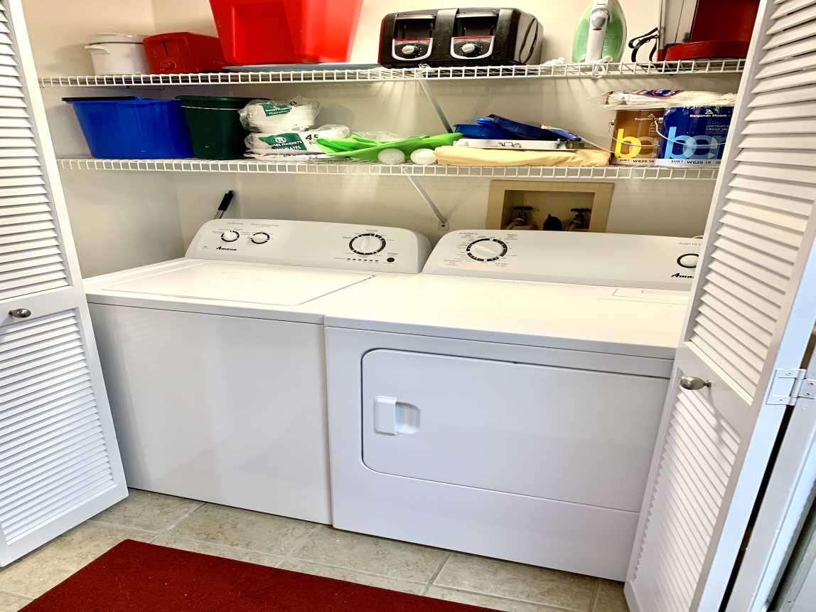 Full sized washer and dryer in unit for your use.