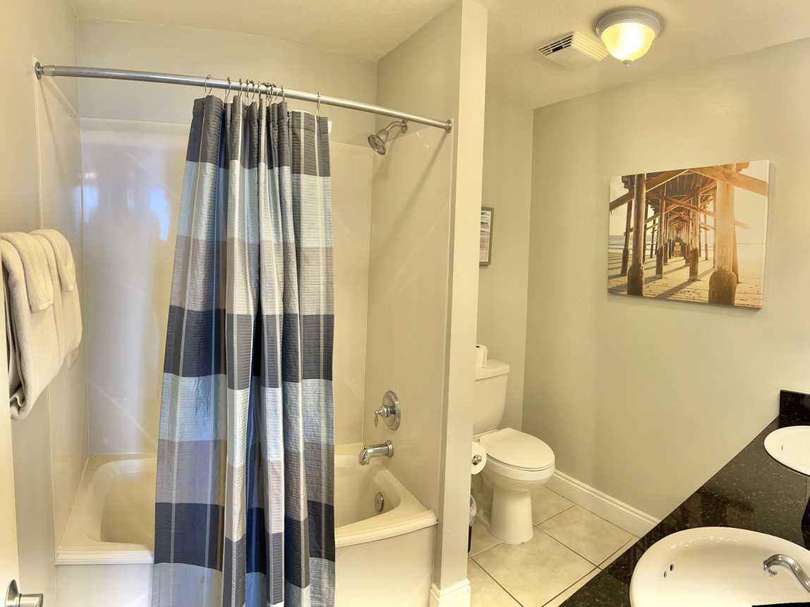 Private master bath with his and her sinks. 