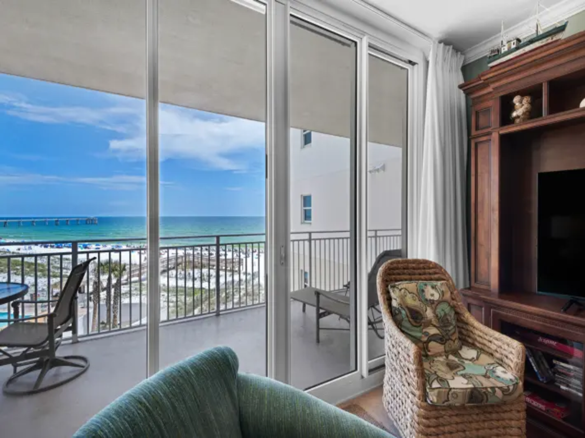 Several guests have spotted dolphins from this spacious patio!