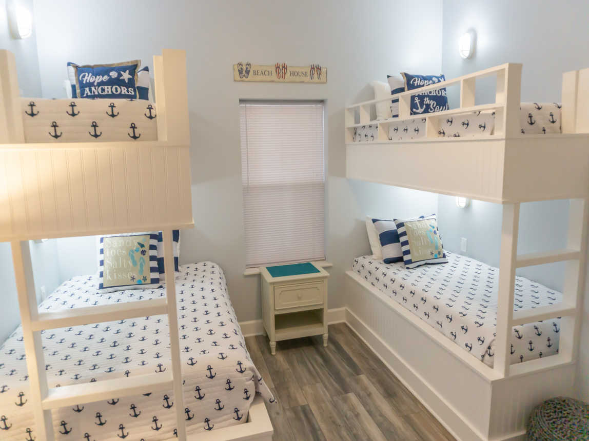 Custom Built Bunk Room with Four Full Size Beds with Ensuite Bath