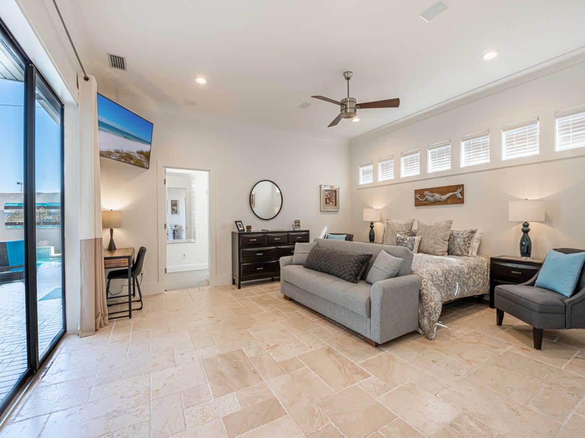 Primary Bedroom - King with Smart TV and Extra Futon