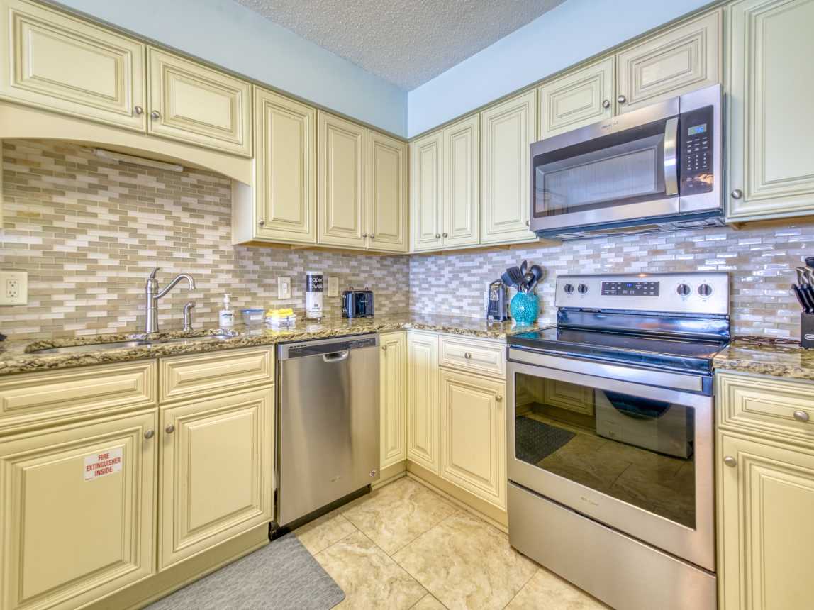 Large countertops make cooking and dining a breeze.