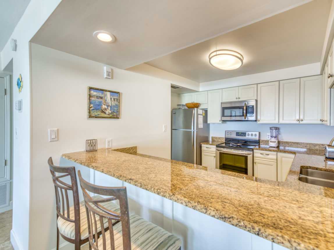A bright, open kitchen perfect for vacation meals.