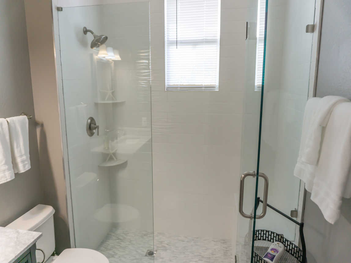 upstairs queen suite walk in shower just completed in 2020
