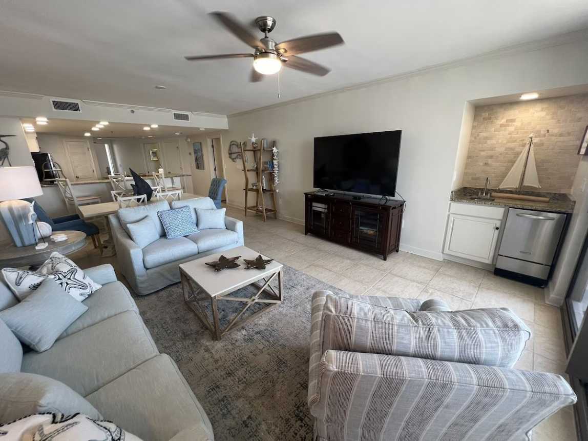 65 Inch Smart TV and Wet Bar with High Capacity Ice Maker!