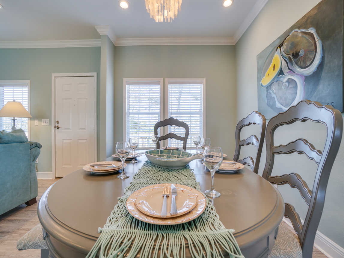 Dining room with seating for 8.