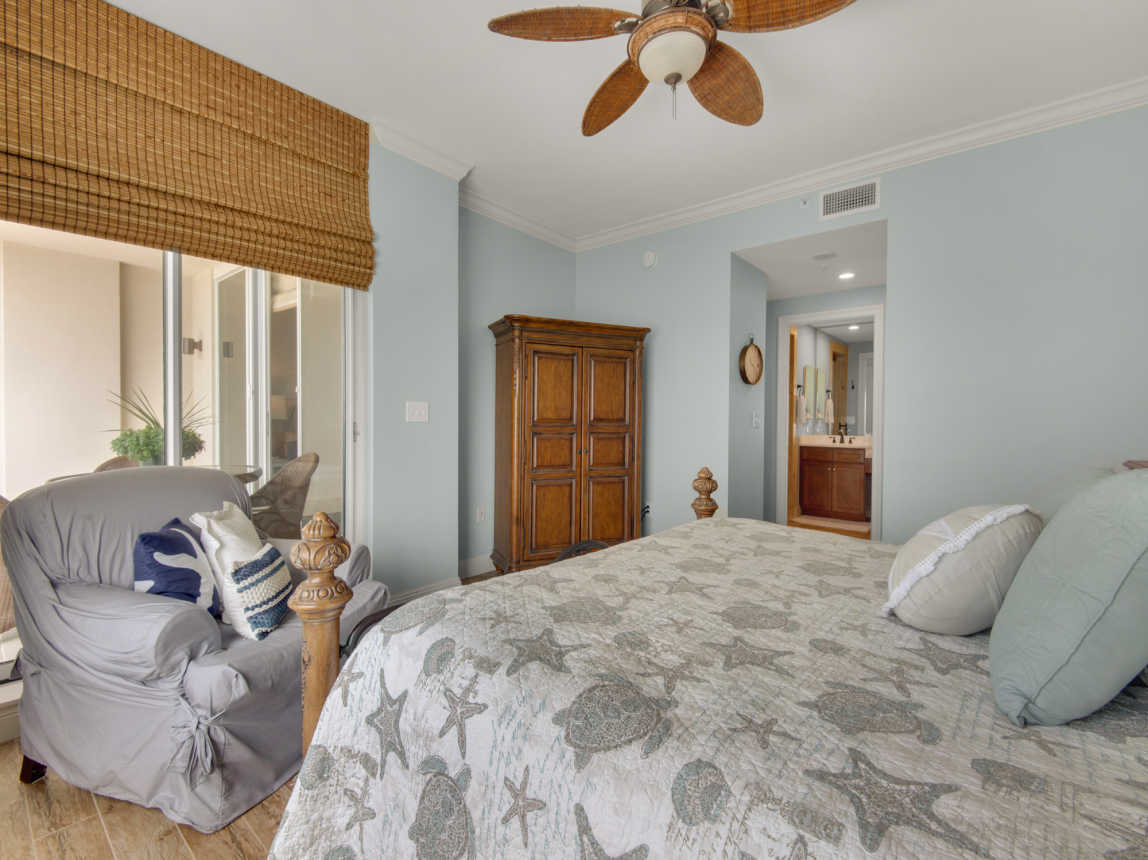 Master bedroom has direct access to gulf side balcony
