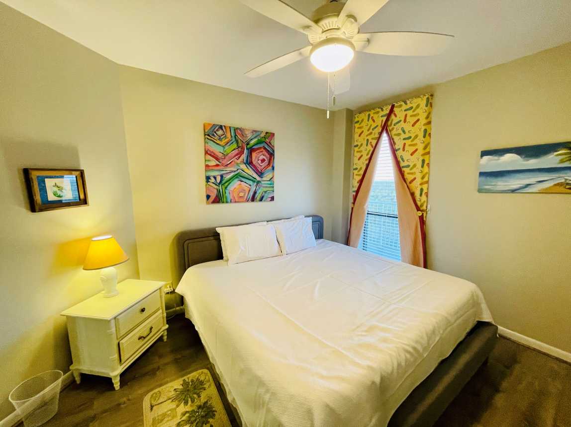 King bed in the third bedroom with shared access to the 2nd bathroom!