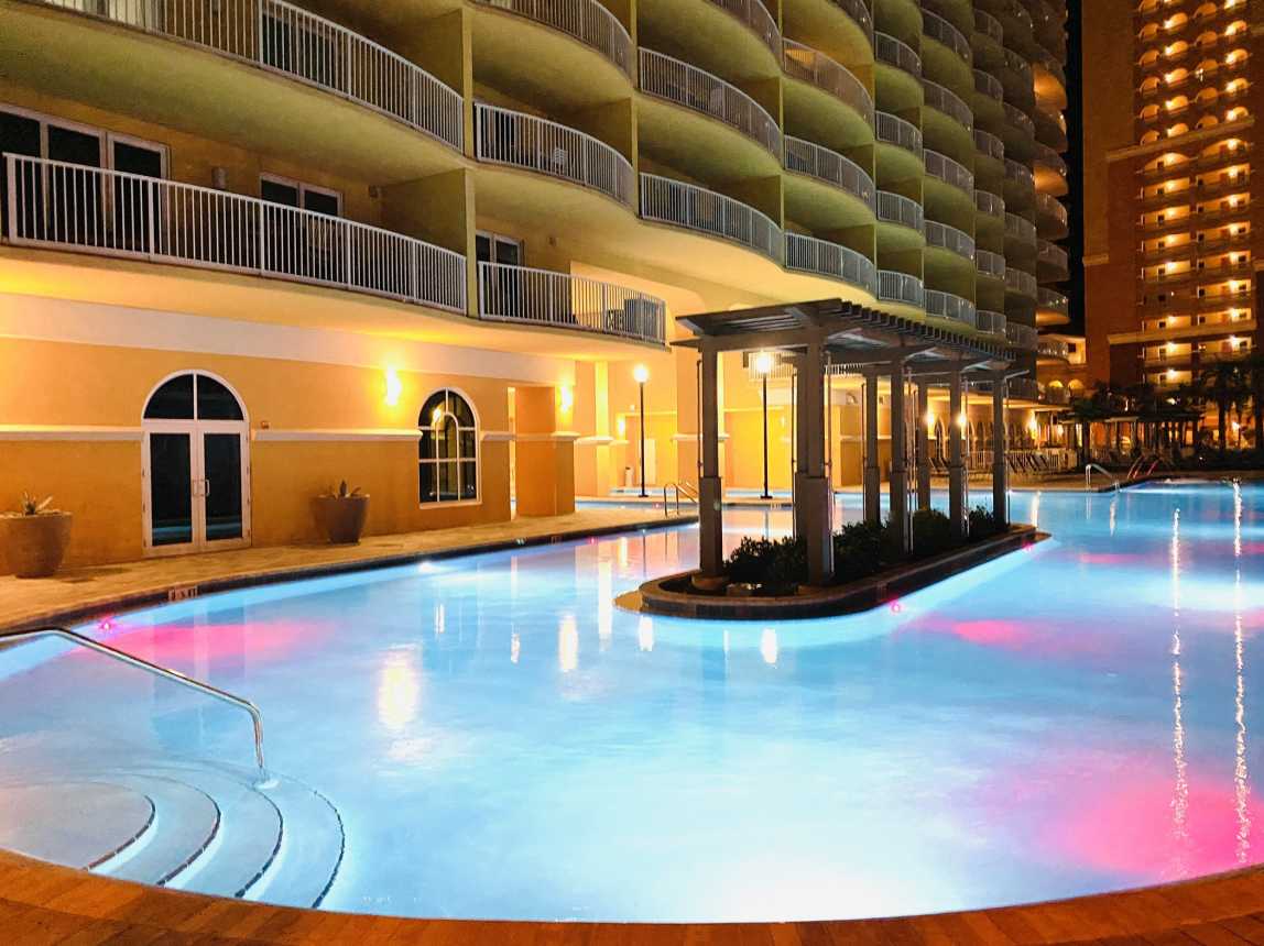 The Glorious pool at night - the lights change color - VERY COOL!