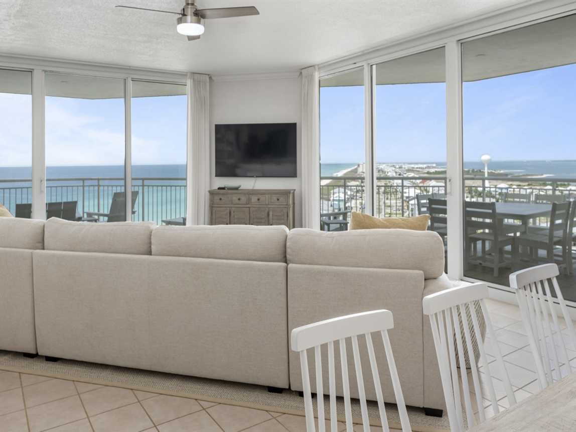 Living Room Views of Beautiful Navarre Beach and the Santa Rosa Sound!