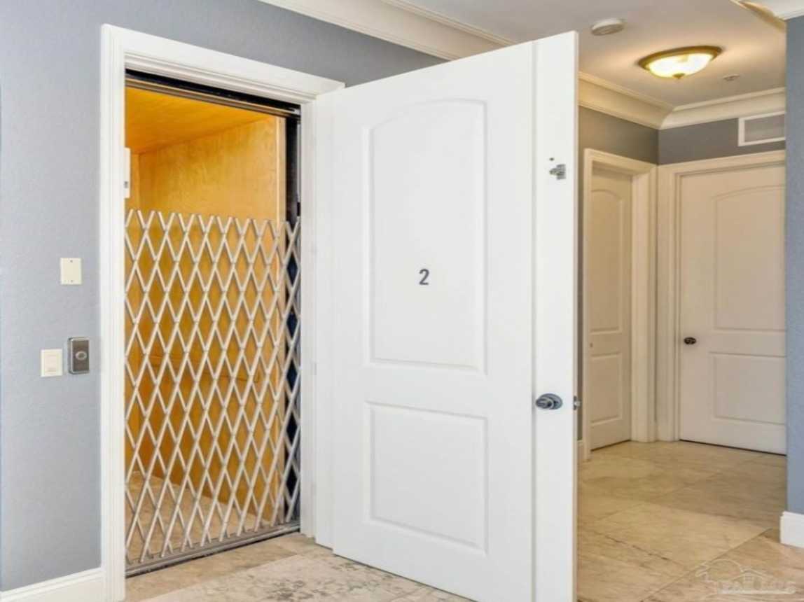 The elevator goes from the ground level to the top (4th) floor