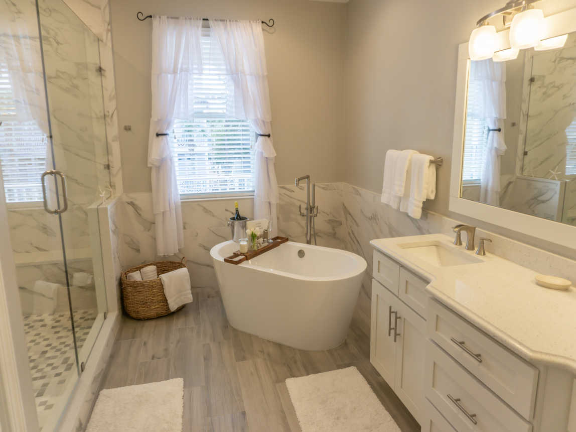 Incredible bath and spa area in the king suite. Imported mosaic shower tile