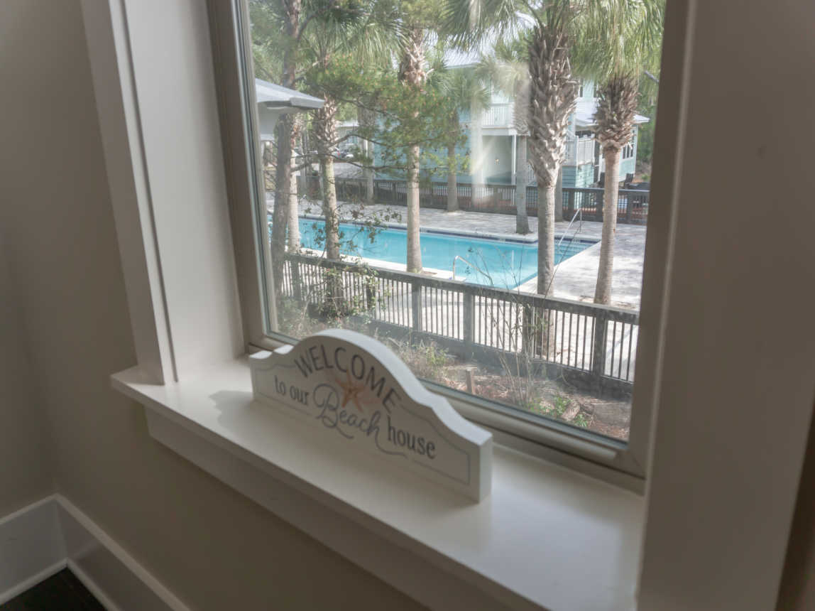 On your way up the stairs stop for a second and admire the view of the pool.