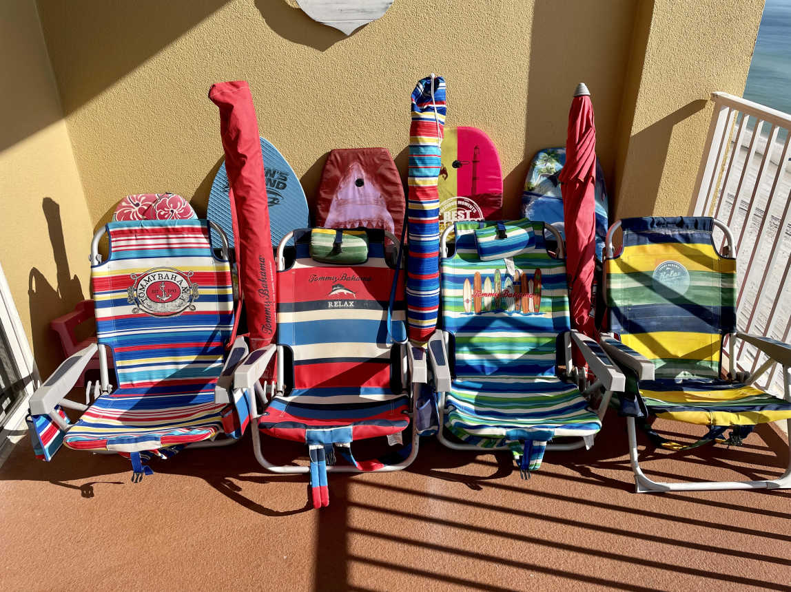 Beach chairs, toys, games for your use