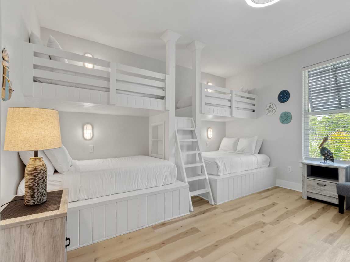 Fun Bunkroom with Two Twin Over Full Bunks