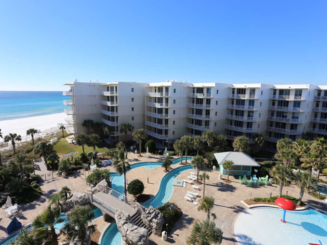 Your view from the balcony also looks out over the interior of the resort and pools / lazy river.