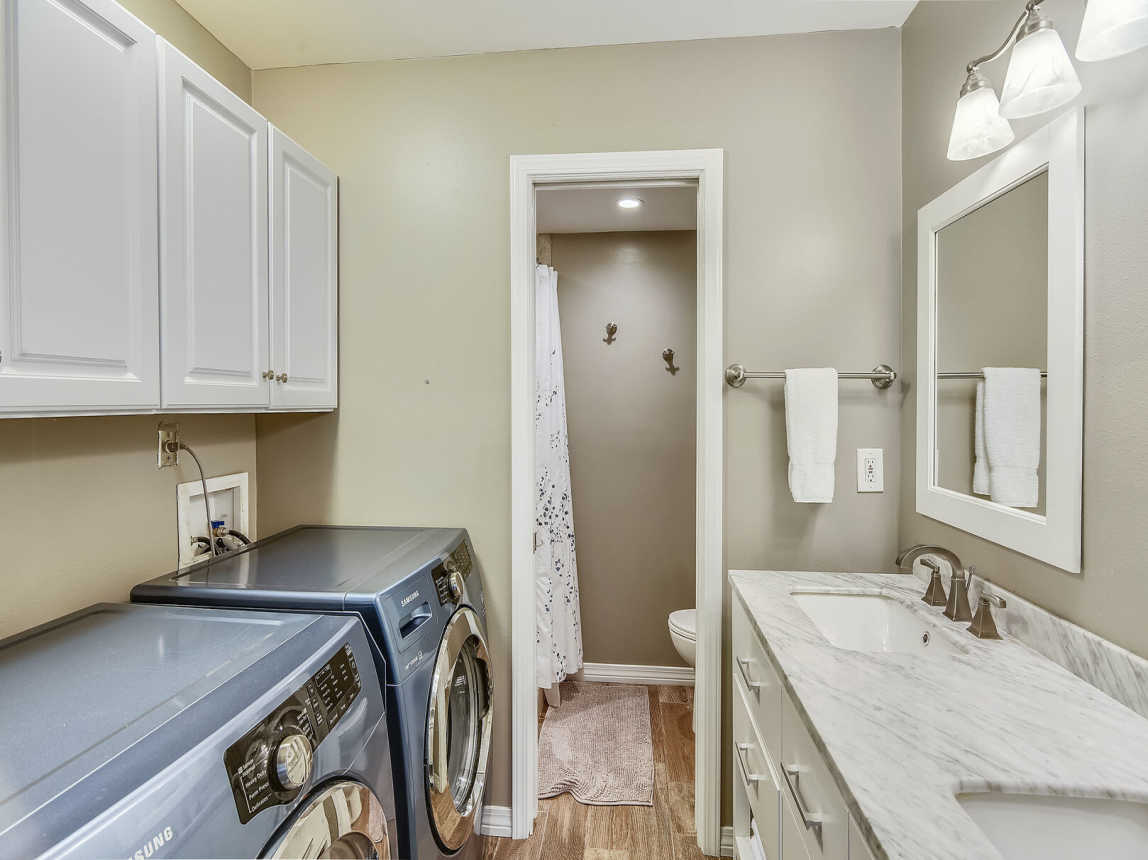 This unit has a washer and dryer in it...not shared like others in the villa's