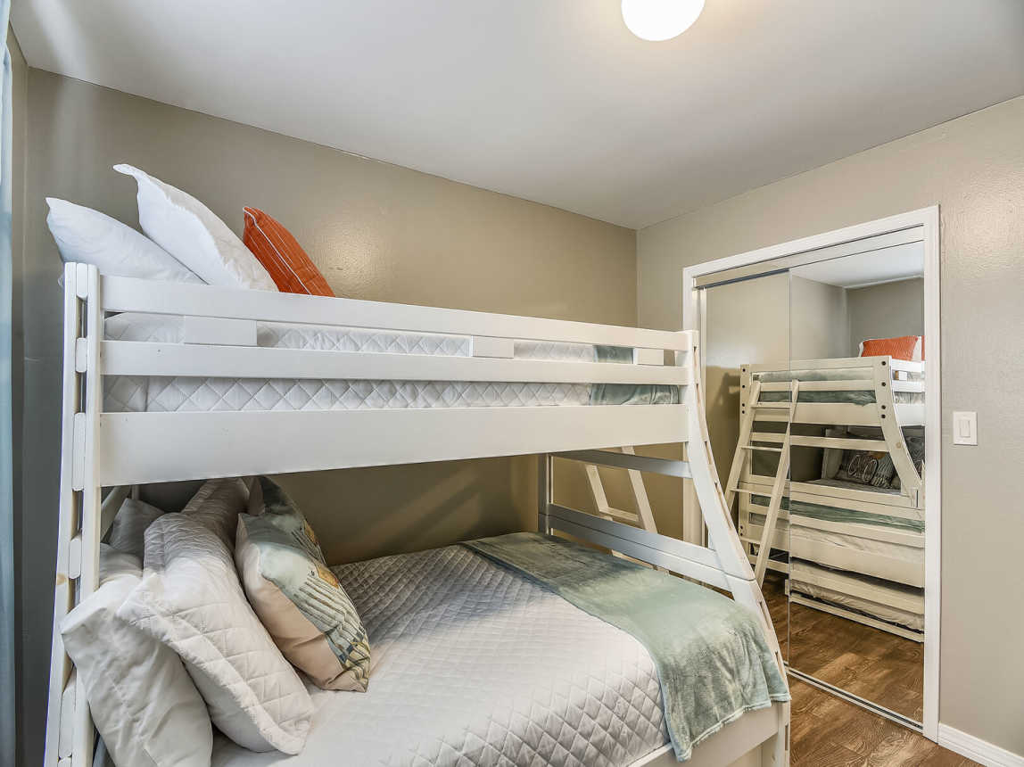 There is a slide out twin trundle under the bunk bed