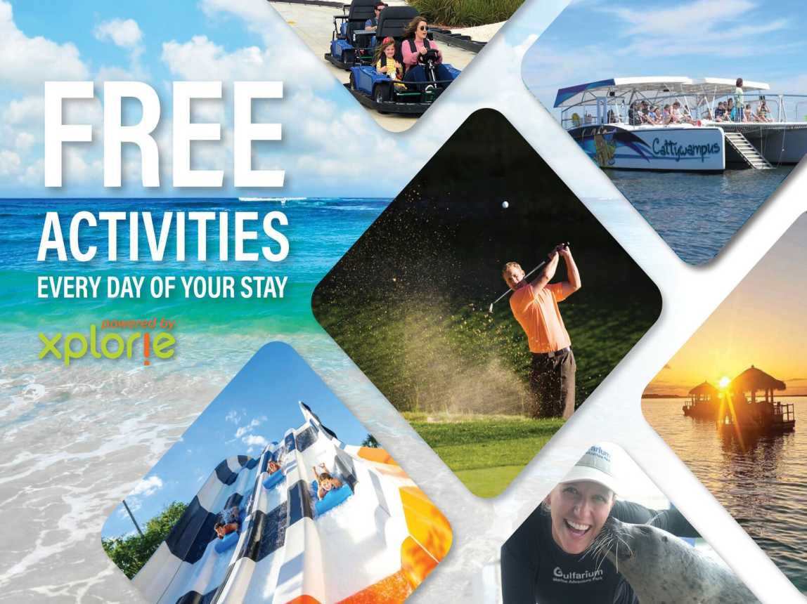 Reservations include 1 free adult admission to each activity every day of your stay, a value of over $500 dollars! Guest stays over 27 days are excluded from this package.