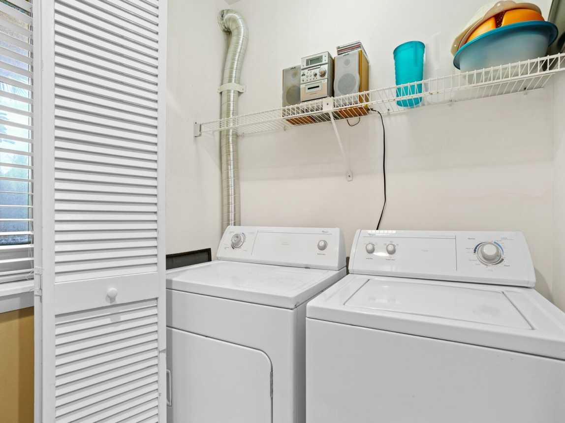 You will find your full size laundry facilities in the kitchen behind the louvered doors if you have the need for doing laundry. Detergent  provided!