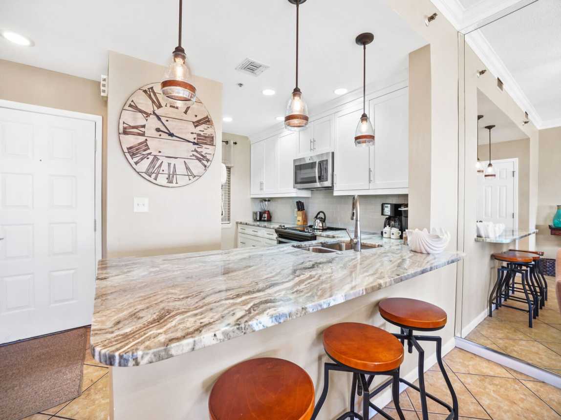 Pull up a stool to the breakfast bar for a cup of coffee or a quick meal or snack to start your day.