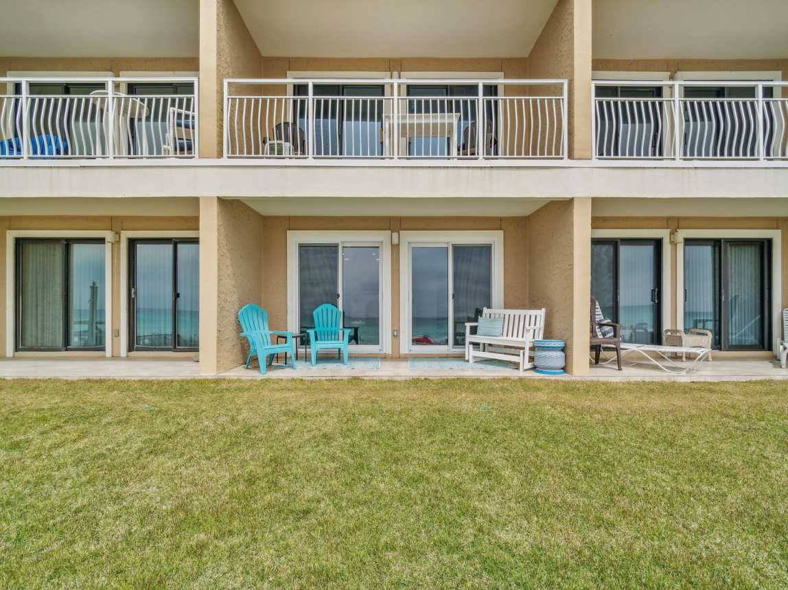 View from the water of the back patio.