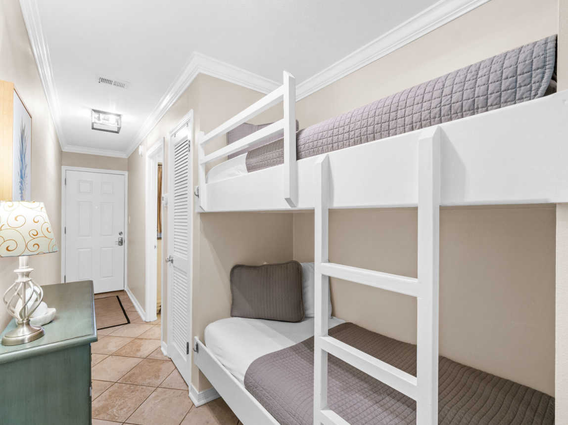 There are 2 bunkbeds in the entry hallway just outside the master bedroom for the kiddos to have their own quite space.