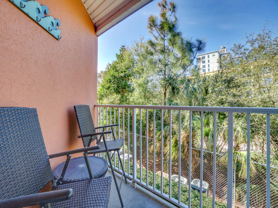 Balcony provides a table and chair set for 2. Enjoy a moring beverage with the scent of ocean breezes.